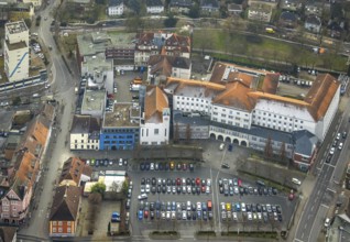 Aerial view, Johanniter-Kliniken Hamm general hospital, Santa-Monica-Platz car park Königstraße car