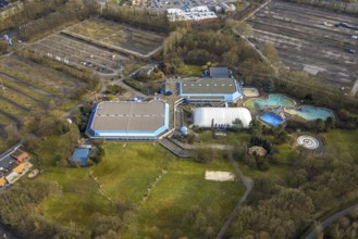 Aerial view, Emscher-Lippe-Halle and Sport-Paradies leisure pool with air dome at Berger Feld and