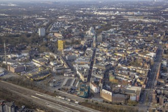 Aerial view, city centre view with Heinrich-König-Platz, Ebertstraße and Bahnhofstraße, St.