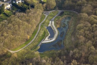 Aerial photograph, renaturalisation of Picksmühlenbach stream at the Bergmannsglückstraße