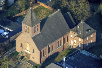 Aerial view, Roman Catholic Herz-Jesu-Kirche on Hammer Straße, Bockum-Hövel, Hamm, Ruhr area, North