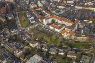 Aerial view, Johanniter-Kliniken Hamm general hospital and Südring car park, at the back