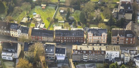 Aerial view, residential area with apartment blocks on Kentroper Weg, gardens, centre, Hamm, Ruhr