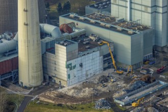 Aerial view, RWE Generation SE Gersteinwerk power plant, part of building construction site with