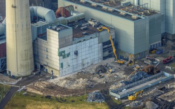Aerial view, RWE Generation SE Gersteinwerk power plant, part of building construction site with