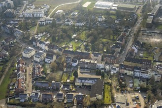 Aerial view, residential area with apartment blocks on Kentroper Weg, gardens, centre, Hamm, Ruhr