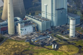 Aerial view, RWE Generation SE Gersteinwerk power plant, part of building construction site with