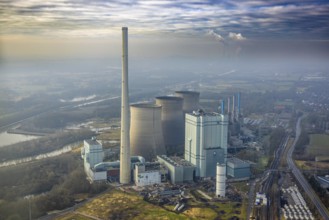 Aerial view, RWE Generation SE Gersteinwerk power plant, part of building construction site with