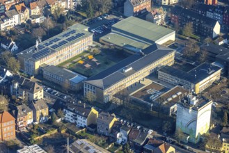 Aerial view, FLBK Friedrich-List-Berufskolleg Hamm and Eduard-Spranger-Berufskolleg, awning in the