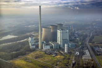 Aerial view, RWE Generation SE Gersteinwerk power plant, part of building construction site with