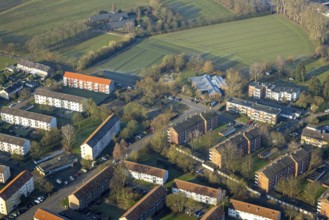 Aerial view, Heilig Kreuz catholic kindergarten, Herringen district, Hamm, Ruhr area, North