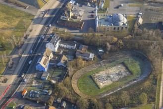 Aerial view, former Barbara Stadium SK Germania Herringen and DitiB Ulu Camii Mosque, Herringen