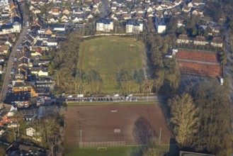 Aerial view, Glück-Auf-Stadion (Glückaufstadion) football stadium and tennis courts, sports