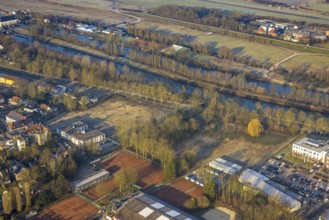 Aerial view, Rietzgarten construction site with new residential complex Brändströmstraße,