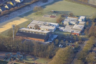 Aerial view, sports facility HSC club centre and Franz-Voß-Halle, Am Südbad, Rhynern district,