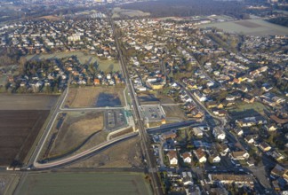 Aerial view, residential area Westtünnen, planned local transport connection with stop in