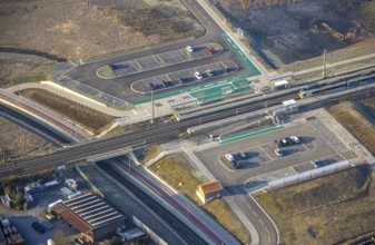 Aerial view, planned local transport connection with stop in Westtünnen, construction site at