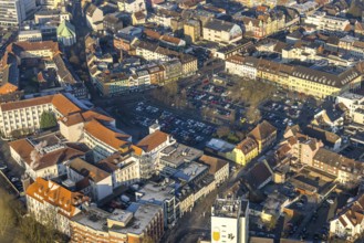 Aerial view, Santa-Monica-Platz car park, Königstraße car park with residential and commercial