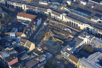 Aerial view, construction site with demolition of the western half of the Ritterpassage, next to it