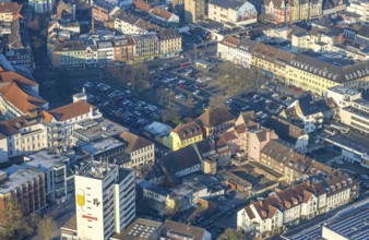 Aerial view, Santa-Monica-Platz car park, Königstraße car park with residential and commercial