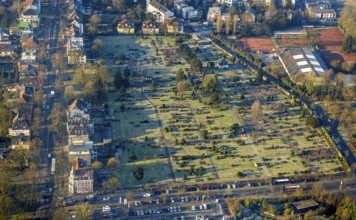 Aerial view, Protestant East Cemetery and Jewish Cemetery, Centre, Hamm, Ruhr Area, North