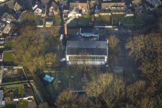 Aerial view, Sport-Aquarium Bockum Hövel, indoor and outdoor swimming pool, Bockum-Hövel, Hamm,