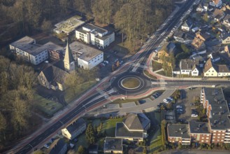 Aerial view, new roundabout Hammer Straße and Friedrich-Ebert-Straße next to the Protestant