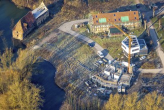 Aerial view, construction site on Schlossstraße, Schlossmühle development area, Heessen district,