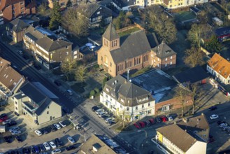 Aerial view, Roman Catholic Herz-Jesu-Kirche on Hammer Straße, Bockum-Hövel, Hamm, Ruhr area, North