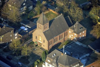 Aerial view, Roman Catholic Herz-Jesu-Kirche on Hammer Straße, Bockum-Hövel, Hamm, Ruhr area, North