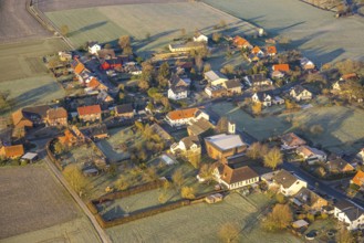 Aerial view, residential area, view of Wambeln district with Christkönig catholic church,