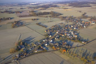 Aerial view, residential area, view of the district of Illingen surrounded by meadows and fields,