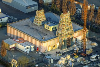 Aerial view, Hindu temple complex, Hindu community in Germany, K.d.ö.R., Uentrop, Hamm, Ruhr area,