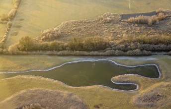 Aerial view, Old branch of the Lippe, nature reserve at Oberwerries Castle, Lippe floodplain at