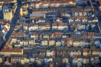 ATTENTION Photos with partial blurring caused by tilt technique on the lens side, aerial view,