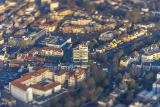 ATTENTION Photos with partial blurring created by tilt technique on the lens side, aerial view,