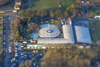 ATTENTION Photos with partial blurring caused by tilt technique on the lens side, aerial view,