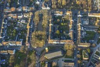 Aerial view, centre, residential area at Viktoriaplatz and St. Josef's Catholic Church, Hamm, Ruhr