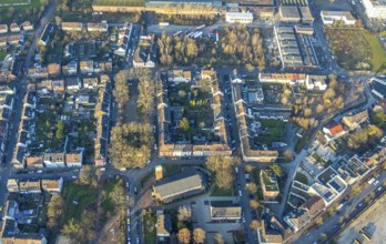 Aerial view, centre, residential area at Viktoriaplatz and St. Josef's Catholic Church, Hamm, Ruhr