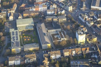 Aerial view, Eduard-Spranger-Berufskolleg and Vorheider Weg bunker, centre, Hamm, Ruhr area, North