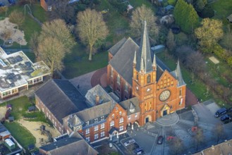 Aerial view, Evangelical Church of Christ, centre, Hamm, Ruhr area, North Rhine-Westphalia, Germany