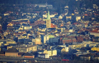 Aerial view, St. Paul's church with view over the houses of the city centre, Mitte, Hamm, Ruhr