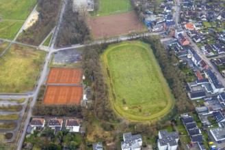 Aerial view, sports ground Glück-Auf-Stadion and tennis courts Tennisclub Herringen 1956 e. V. am