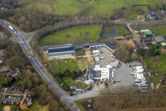 Aerial view, Blüggel GmbH & Co. KG Spedition und Kfz.-Reparaturen, Herringen district, Hamm, Ruhr