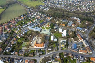 Aerial view, Herringen centre, Holzstraße residential area with Heilig Kreuz Catholic Church, St.