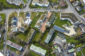 Aerial view, construction site with new housing estate Waldenburger Straße corner Königsberger