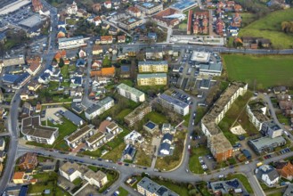 Aerial view, construction site with new housing estate Waldenburger Straße corner Königsberger
