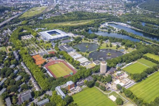 Aerial view, Duisburg-Süd, sports park with Schauinsland-Reisen-Arena, also Wedau-Stadion,
