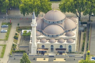 Aerial view, central mosque Duisburg-Marxloh, Marxloh, Duisburg, Ruhr area, North Rhine-Westphalia,