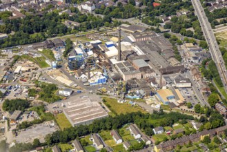 Aerial view, Grillo-Werke AG Duisburg with chimney, demolition work, Alt-Hamborn, Duisburg, Ruhr